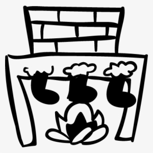 Fireplace With Christmas Socks Vector - Fireplace