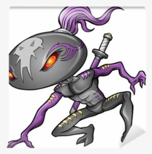 Cyborg Alien Ninja Warrior Robot Vector Wall Mural - Ninja Alien