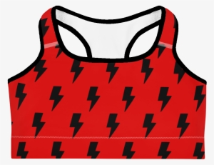 Black & Red Lightning Bolts Sports - Sports Bra