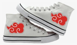 Akatsuki Red Clouds White Canvas Sneakers