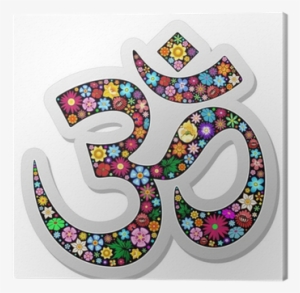 Om Ohm Aum Namaste Yoga Symbol Floral Sticker Canvas - Namaste Om