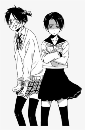 Crossdressing, Yaoi, Attack On Titan, Snk, Eren Jaeger, - Levi And Eren Black And White