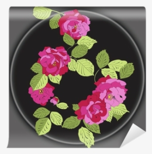 Branch With Flowers And Leaves Roses In Vintage Style, - Rose