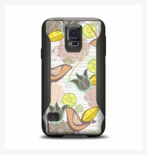 The Vintage Tan & Gold Vector Birds With Flowers Samsung - Otterbox