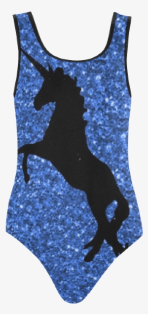 Unicorn On Blue Glitter Vest One Piece Swimsuit - Vest