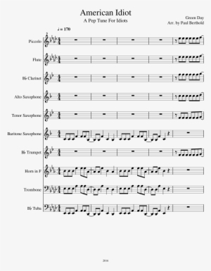 American Idiot Sheet Music Composed By Green Day Arr - Flute Notes Lets Get Loud