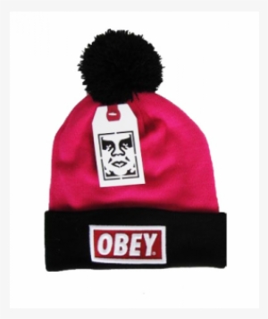 Obey Box Logo Classic Beanie Pow Pink Black 1 - Obey Beanies-036