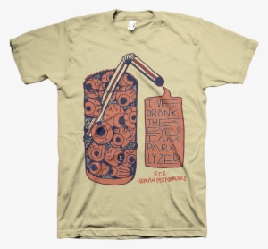 Sabertooth Zombie "drink The Eyes" Tan - Ziggy Played Guitar T Shirt