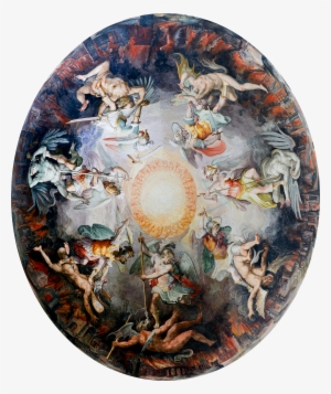 Ceiling Painted Dome Cupola Angels Fighting Demons