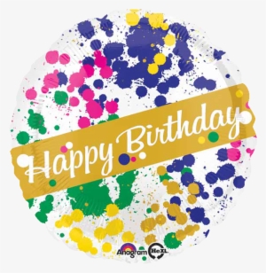 Birthday Artist Splatter 18" Foil Balloon - Happy Birthday Paint Splatter 45cm Balloon