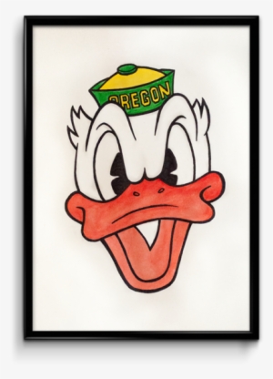 Vintage University Of Oregon Donald Dick Water Color - Oregon Ducks