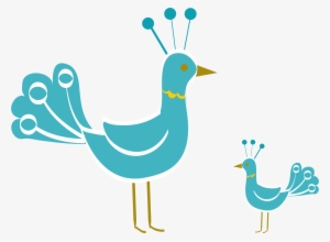 蓝色手绘孔雀 - Illustration