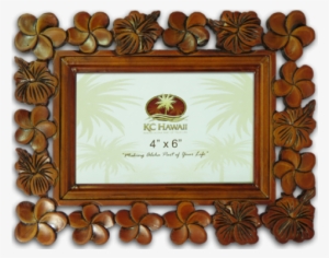 Plumeria Carved Wood Frame - Whales Wood Carved Picture Frame 4" X 6"