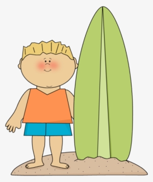 Surfing Clipart Kid Beach Party - Boy With Surfboard Clipart