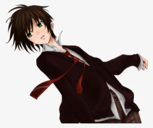 Male Anime Eyes Png For Kids - Anime Boy Brown Hair Gray Eyes