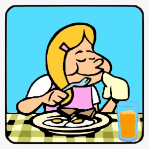 Girl Eating Breakfast Clipart - Je Mange Le Petit Dejeuner