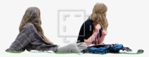 Two People With Long Hair Sitting - People Sitting On Grass