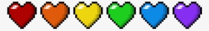 Six Pixel Hearts, Stacked Side By Side, Each Heart - Pride Rainbow Pride Heart
