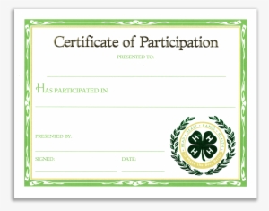 Participation Certificate - 4-h