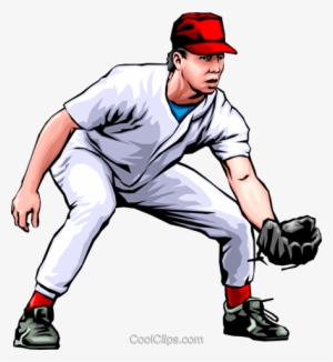 Baseball Player Fielding The Ball Royalty Free Vector - Clip Art Baseball Players