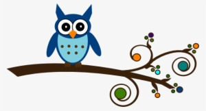 Blue Owl On Branch Clip Art At Clker Com Vector Clip - Owl On A Branch Clip Art