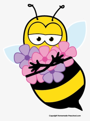 Free Bee Clipart - Bee With Flowers Clipart