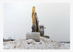 Excavator Pile Sand Pit Soil Snow Winter Industry Poster - Industry