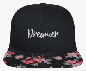 Snapback Cap Visor Black Floral Crown Pattern Dreamer - Cap