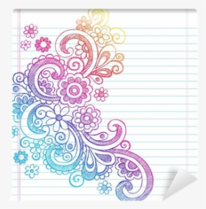 Flowers Sketchy Doodles Back To School Vector Illustration - Cute Background With A Notebook