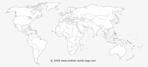 Political White Transparent Thin World Map B5a - High Resolution Blank World Map