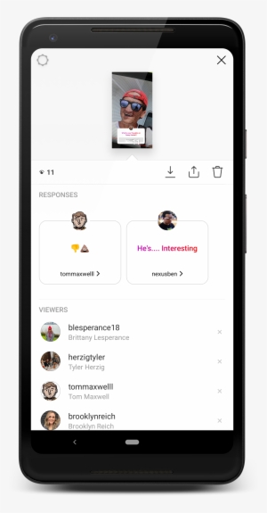 Share Or Delete Responses - Ask A Question On Instagram