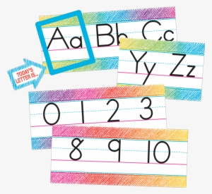 Tcr3052 Colorful Scribble Alphabet Line Bulletin Board - Colorful Scribble Calendar Set
