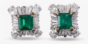 Colombian Emerald And Diamond Earrings, - Earring
