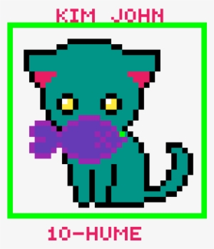 Hahaha - Purple Cat Pixel Art