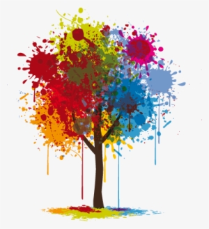 Paint Splash Tree Wall Sticker - Art Design Graphic Png