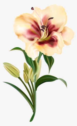 Clipart Download Amaryllis Drawing Realistic - Chien Et Fleur Png