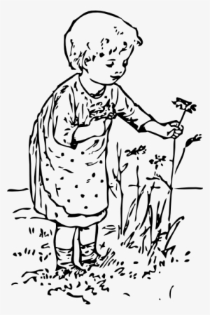 Picking Flowers Clipart Black And White