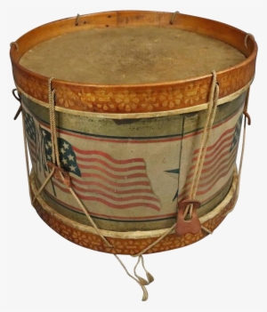 Americana Folk Art Patriotic Tin Drum, Stars And Stripes, - Toy
