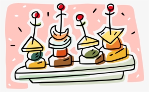 Vector Illustration Of Hors D'oeuvres Canapé Starter - Hors D Oeuvre Clip Art