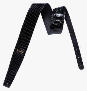 5" Faux Gator Leather Backed Guitar Strap - Black Gator Leather Guitar Strap