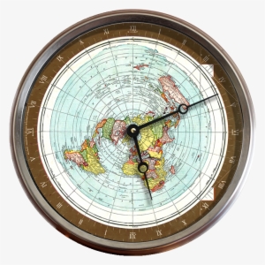 5″ Flat Earth Map 24 Hour Wall Clock, Gleason Map Flat - Flat Earth Map - Gleason's New Standard Map