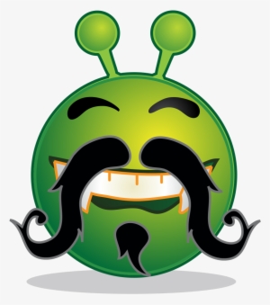 Smiley Green Alien Moustache - Smiley