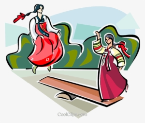 Korean Girls Playing Balance Game Royalty Free Vector - Transparent Korea Clipart