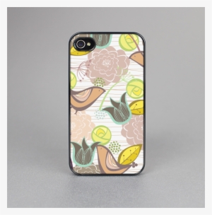 The Vintage Tan & Gold Vector Birds With Flowers Skin-sert - Otterbox