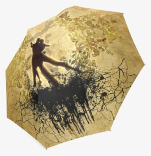 Dancing Couple On Vintage Background Foldable Umbrella - Dance With Me Throw Blanket