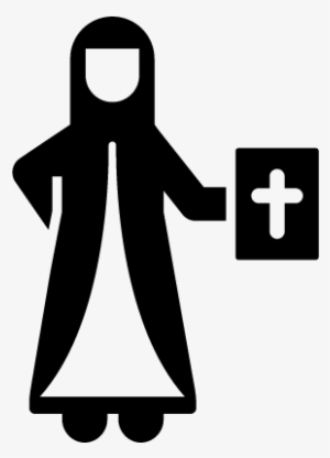 Nun With A Bible Vector - Persona Con La Biblia Vector