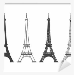 Eiffel Tower In Paris Vector Silhouette Wall Mural - Eiffel Tower Different Designs