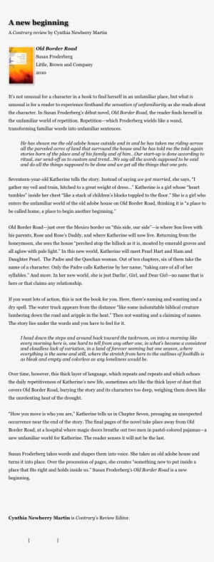 A New Beginning A Contrary Review By Cynthia Newberry - Avtech Software, Inc.