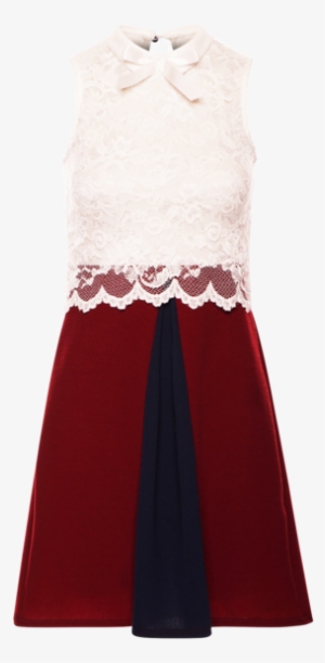 Dresses, White Wine Delicate Floral Lace Overlay Crepe - Dress