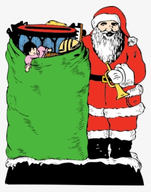 Cartoon Christmas Gift - Christmas Vintage Santa With Toy Bag Card